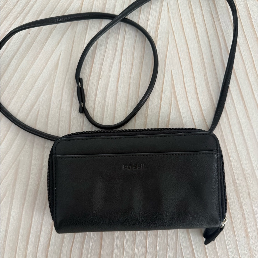 Fossil Black Leather Crossbody Bag